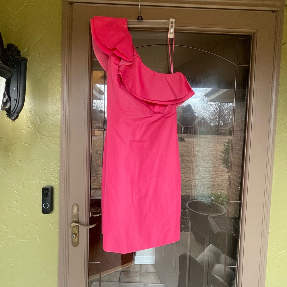 J. Crew Pink Asymmetrical Ruffled Cocktail Dress